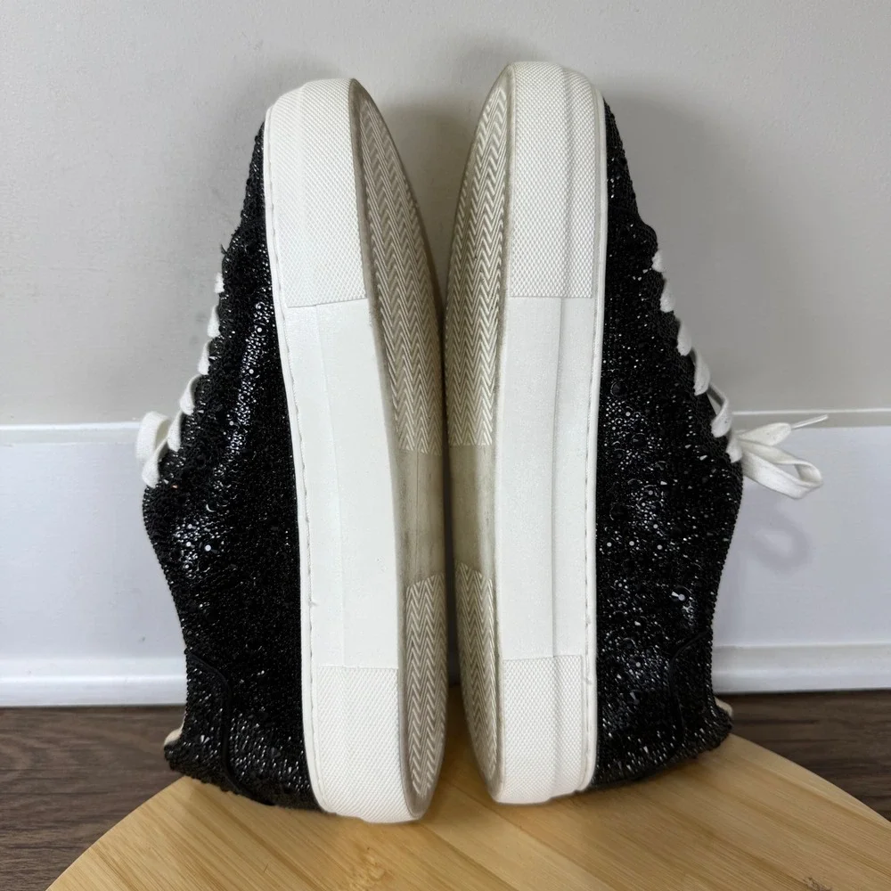 Betsey Johnson Sidny Sneaker Women 9M Black Rhinestone Platform Glamcore Sparkle